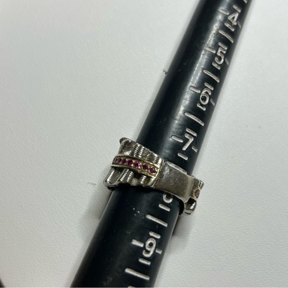 Beautiful Sterling Ruby Ruffled Textured Ring - image 7